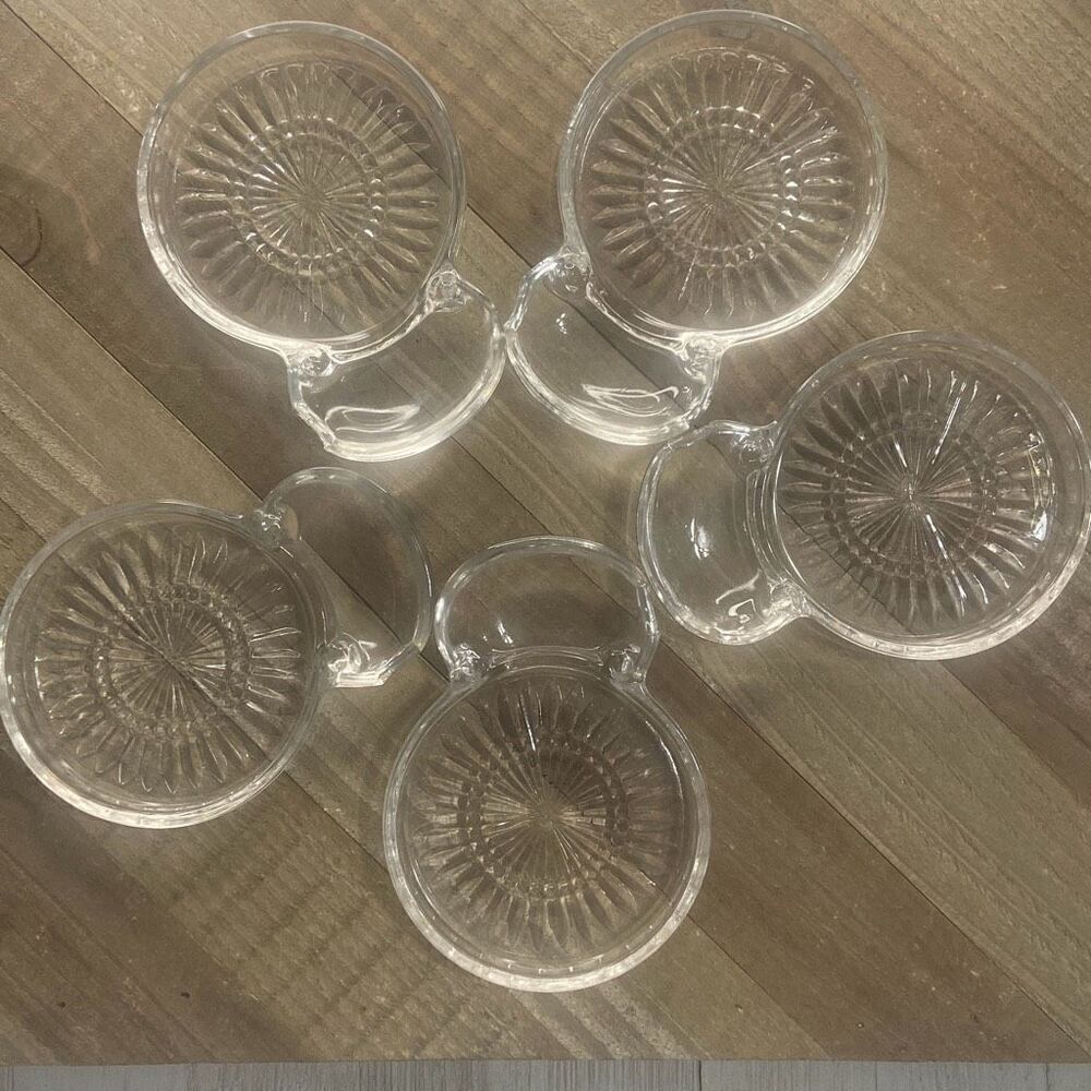 Vintage Fostoria Mademoiselle Clear Glass Drink Coasters w/ Spoon Rest Set of 5